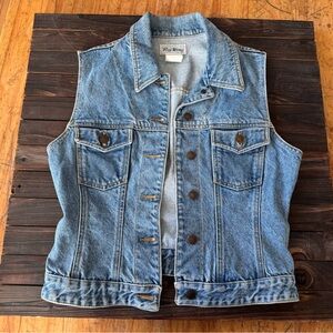 Vintage Paris Blues Denim Vest Womens M Y2K Sleeveless Button Western Jacket